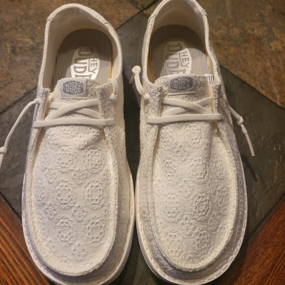 Hey Dude White Lace-Up Shoes - Picture 1 of 5